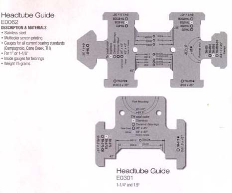 2 tools for checking the different angles, diameters and other measurements of bicycle headsets