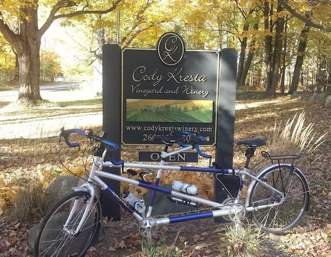 Rodriguez tandem bicycle on a vineyard ride