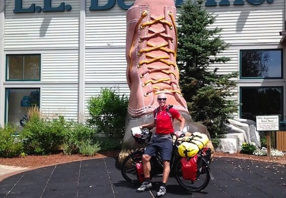 Douglass at the end of his cross country bicycle tour